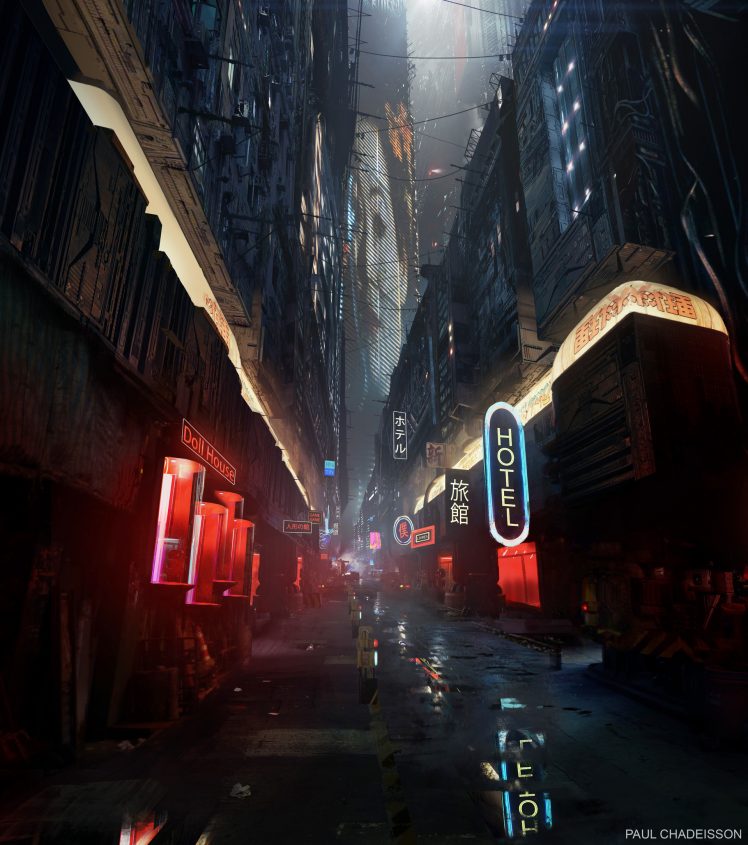 Blade Runner Cyberpunk Neon Reflection Wallpaper