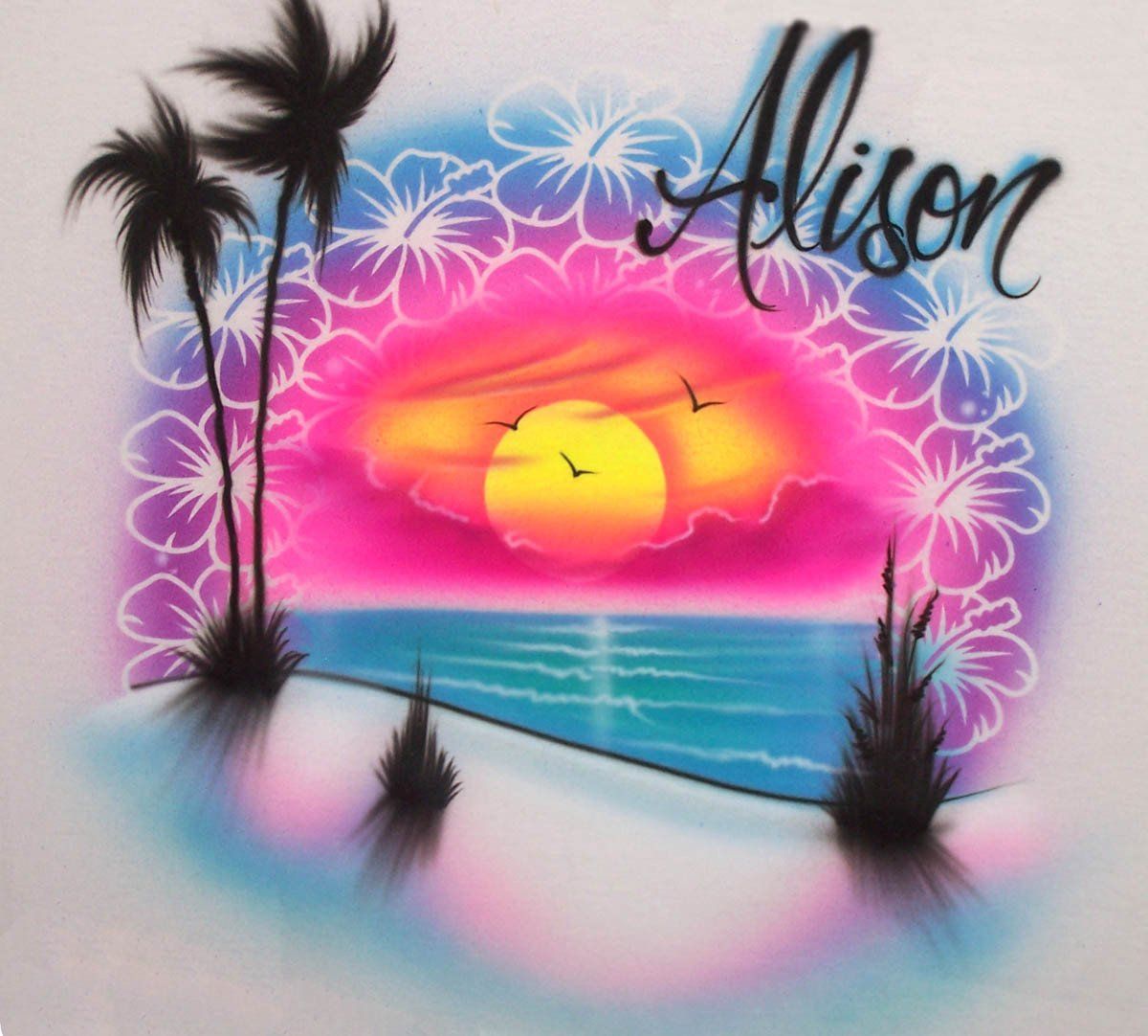 Beach Sunset Flower Personalized Airbrush Design In