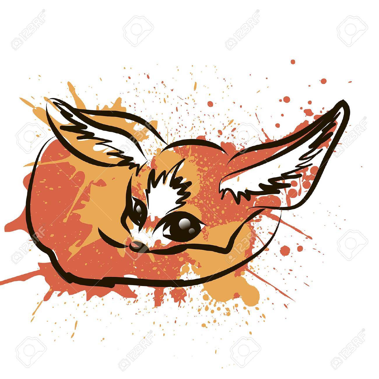 Fennec Fox Cartoon Character Cute Red Flat Vector