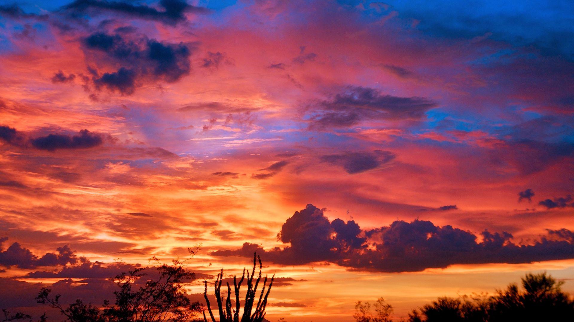 Desktop Wallpaper Arizona Sunset Orange Skyline Clouds Hd
