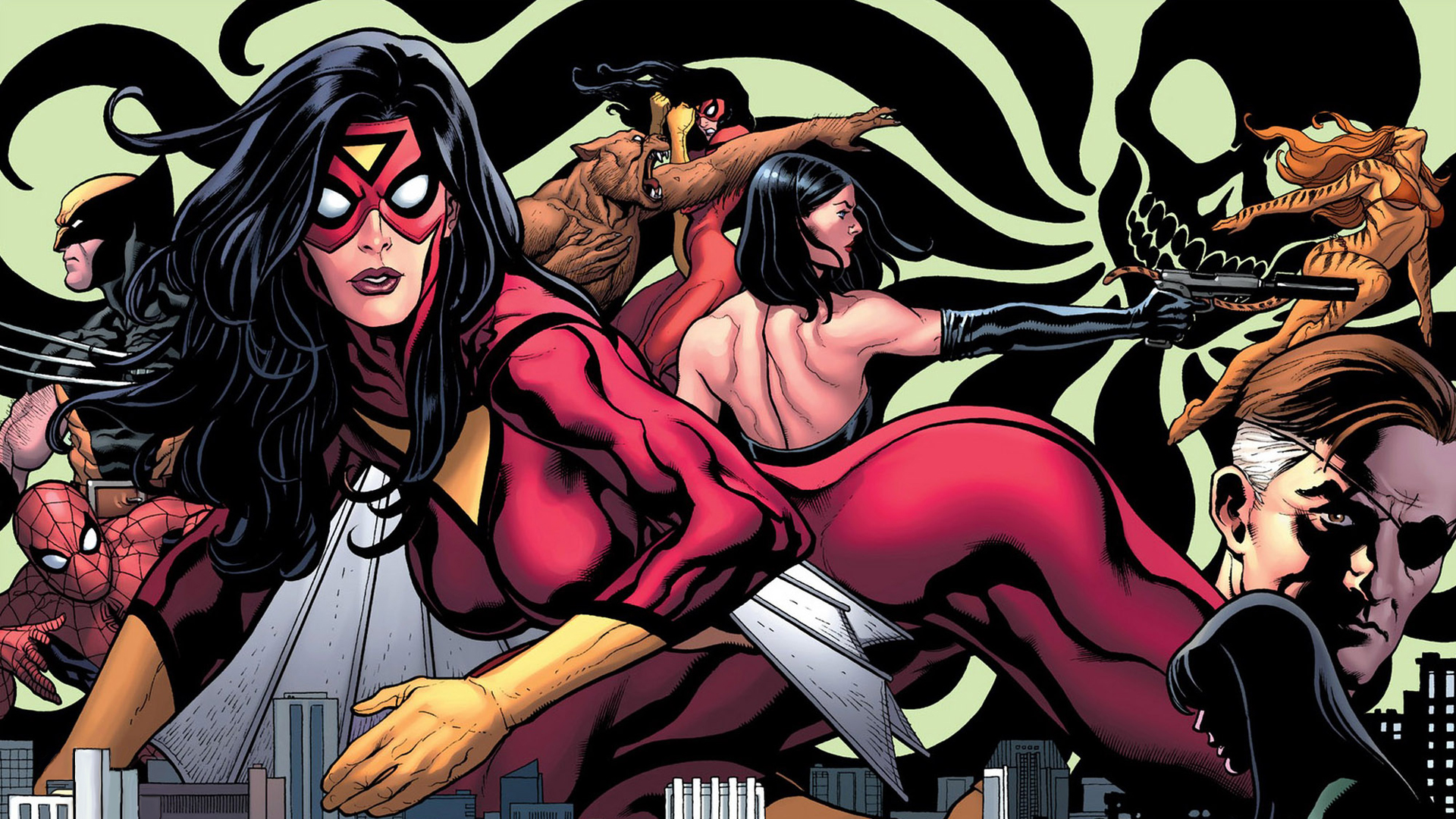 Spider Woman Man Wolverine Tigra Nick Fury Zoom