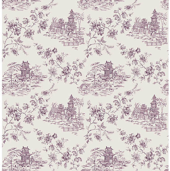 Laure Purple Toile Wallpaper Swatch Traditional By