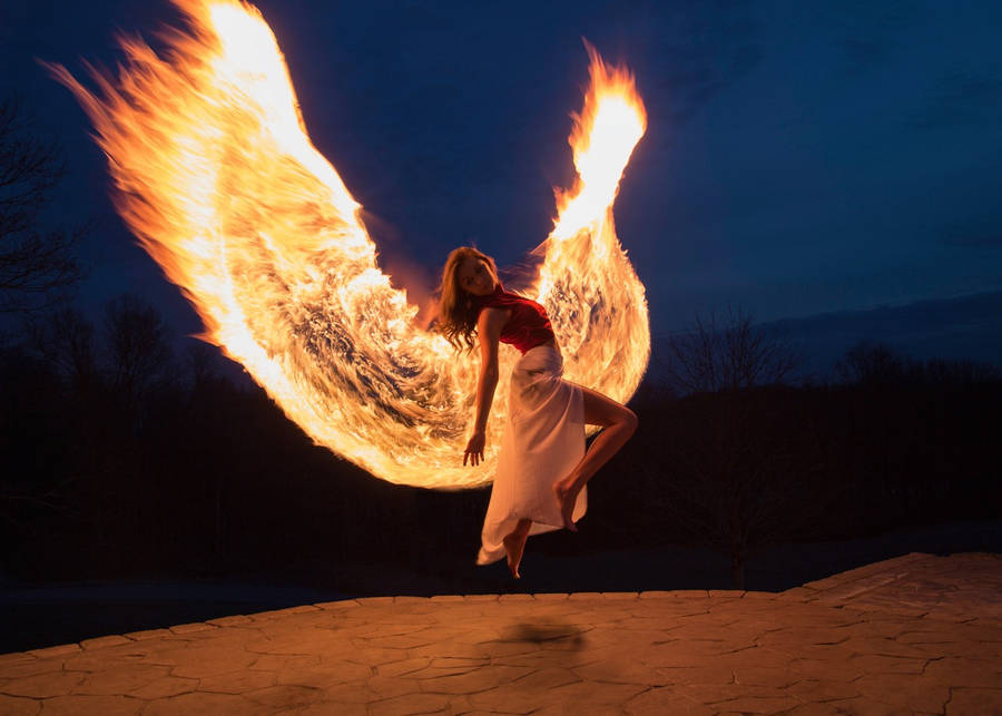 Fire Wings Background Wallpaper