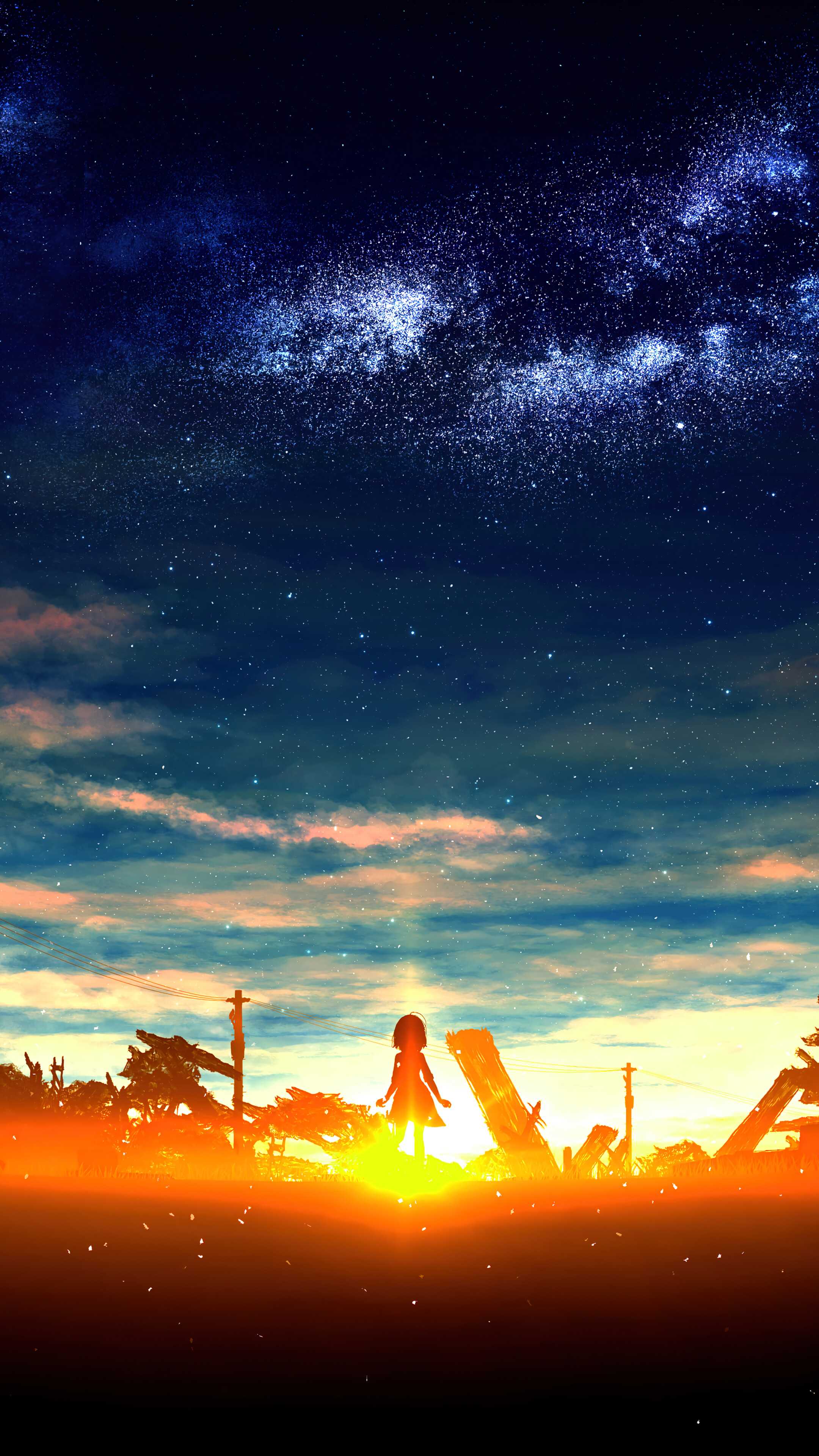 Sunset Scenery Anime Art 4k Phone iPhone Wallpaper 604a