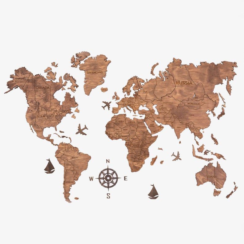 Wanderlust Wall Art Wooden Map World Coffee Wallpaper