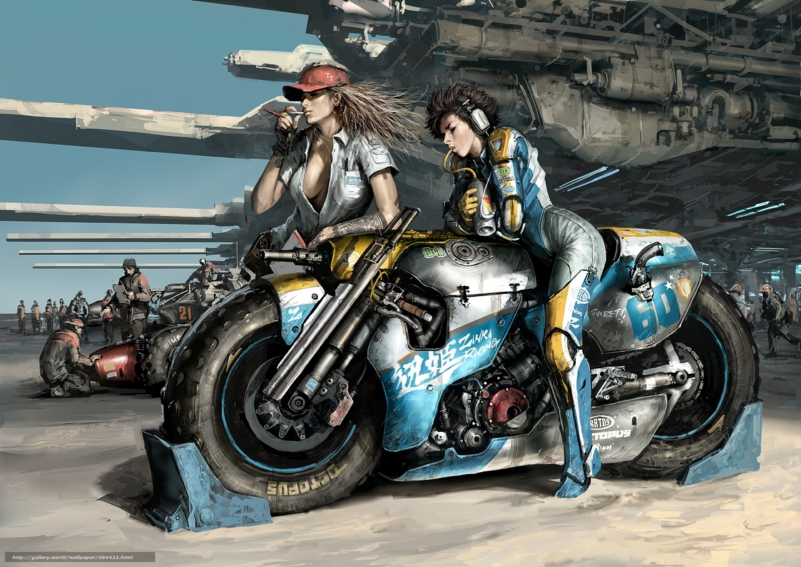 Wallpaper Art Girls Motorcycle Weapon Desktop