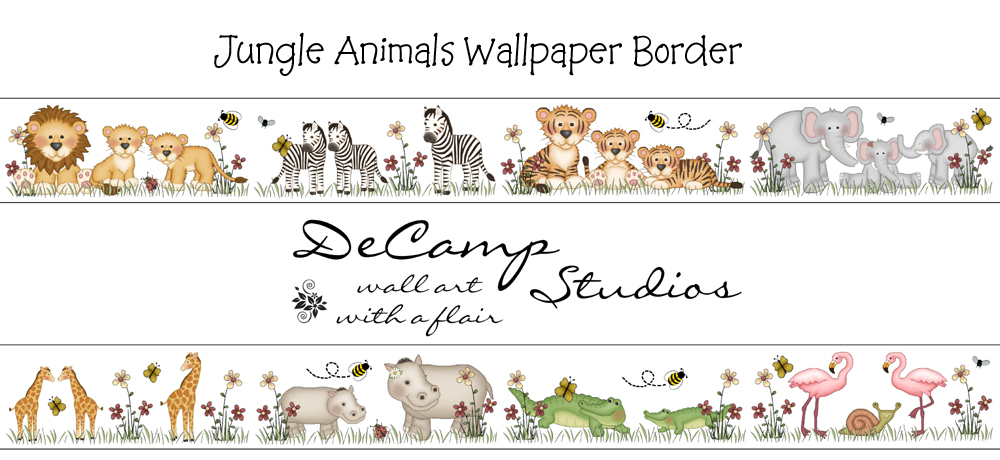 Jungle Animals Wallpaper Border Wall Art Decals Baby Boy Nursery