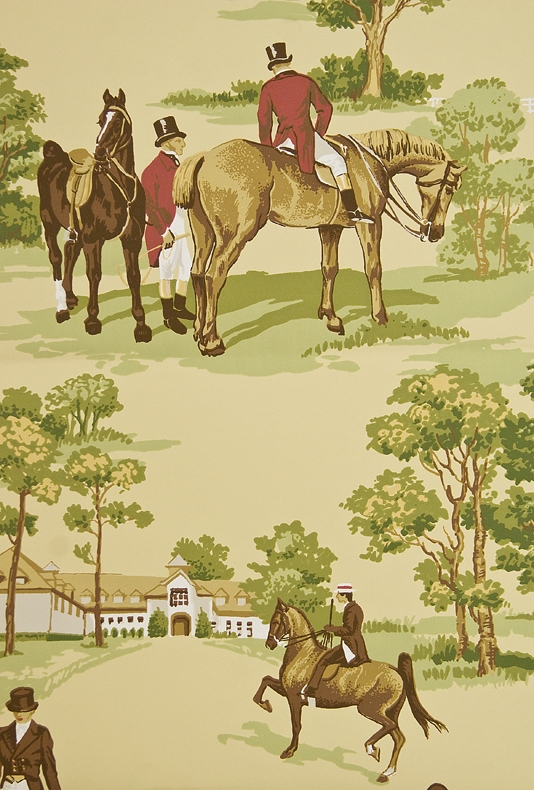 Wallpaper Buttermilk With Illustrated Hunting Scenes