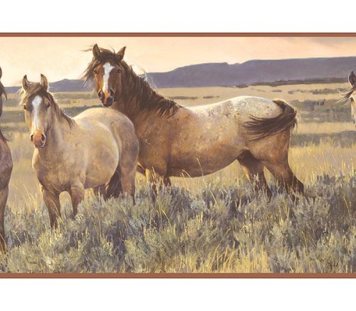 Wild Horse Wallpaper Border Western Mustangs Ranch Cowboy Decor