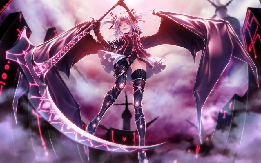 Download Anime Demon Girl With Scythe Wallpaper