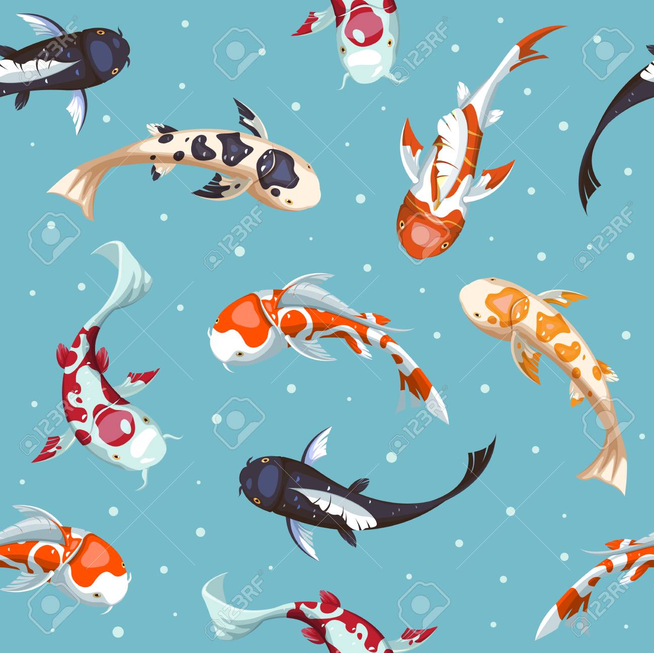 Fish Seamless Pattern Gold Koi Wallpaper Design Japanese