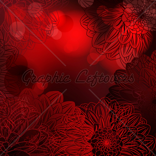 Deep Red Background With Stylized Dahlias Gl Stock Image