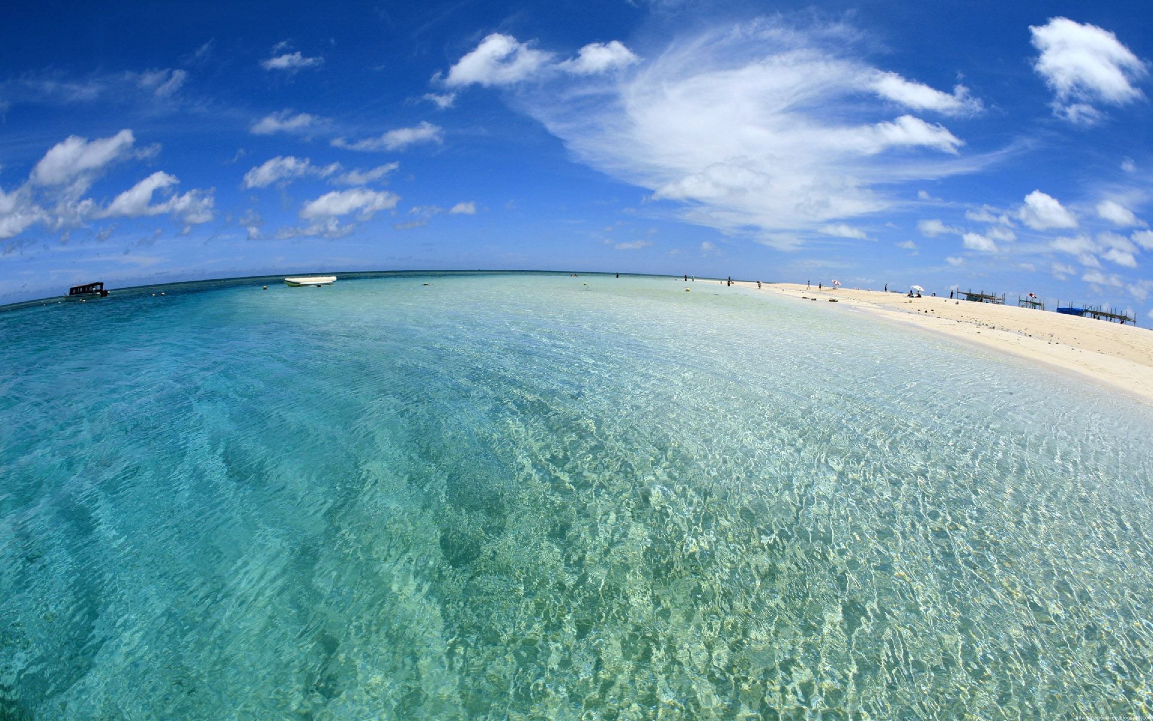 3840x2400 Wallpaper gulf water transparent sand coast beach sky