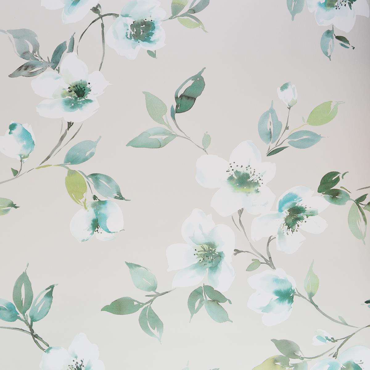 Galerie Floral Wallpaper Flowers Purple Mint Green White Lilac