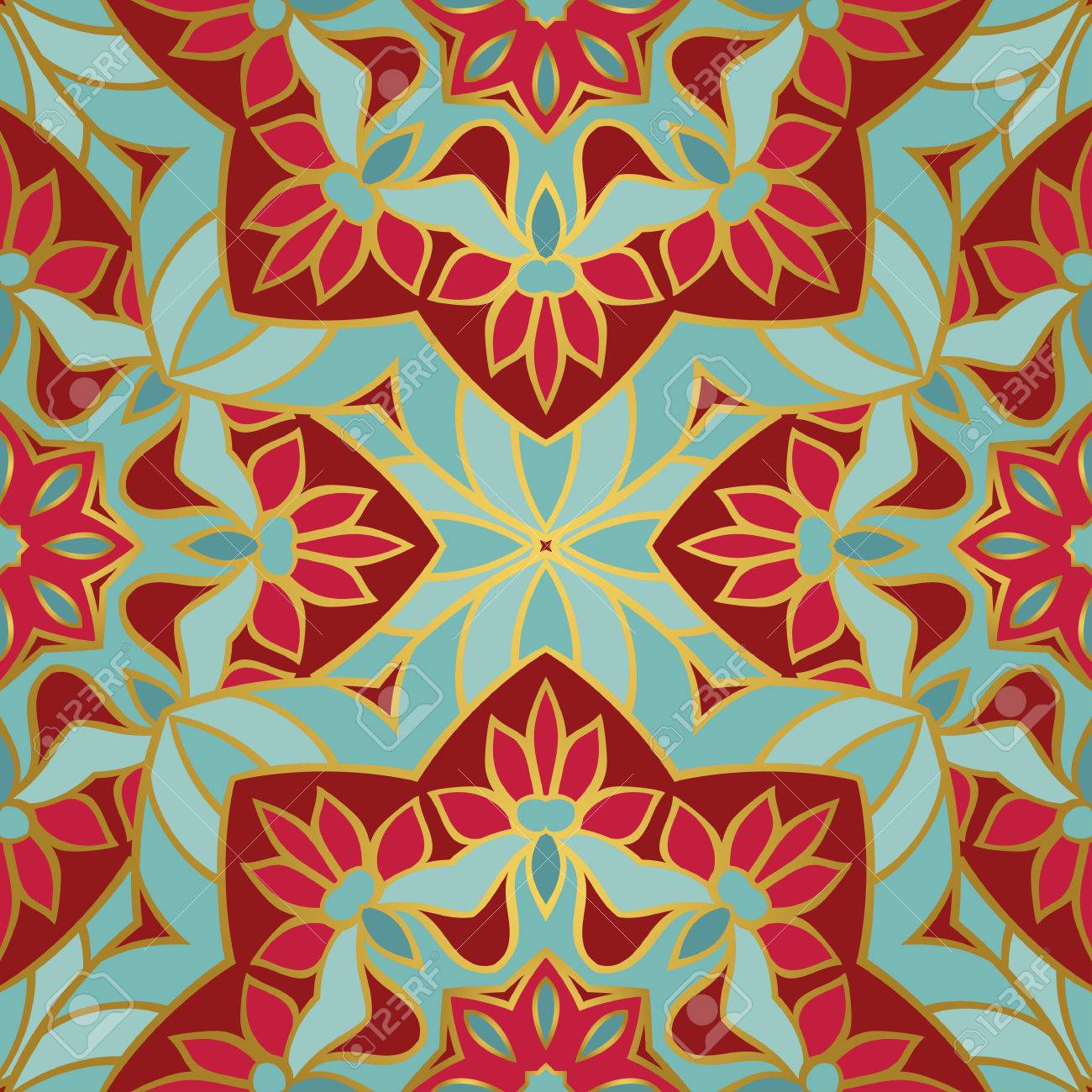 Colorful Filigree Pattern Vector Eastern Background Oriental