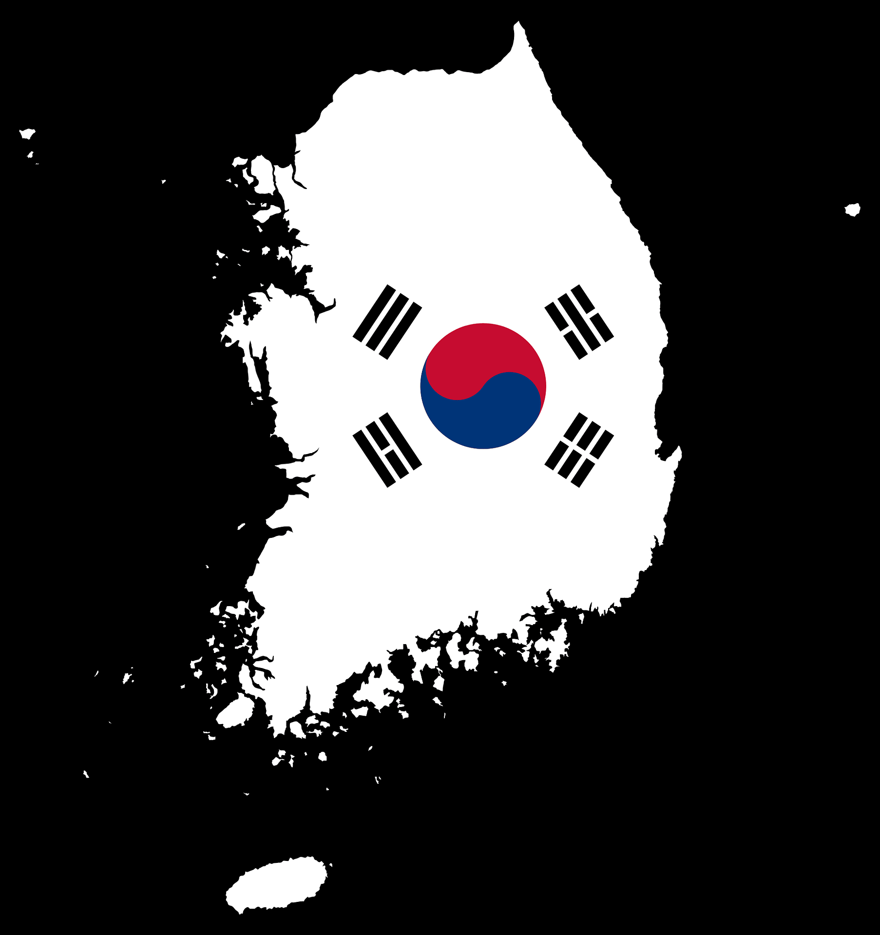 South Korea Map Flag with Stroke clipart Free download