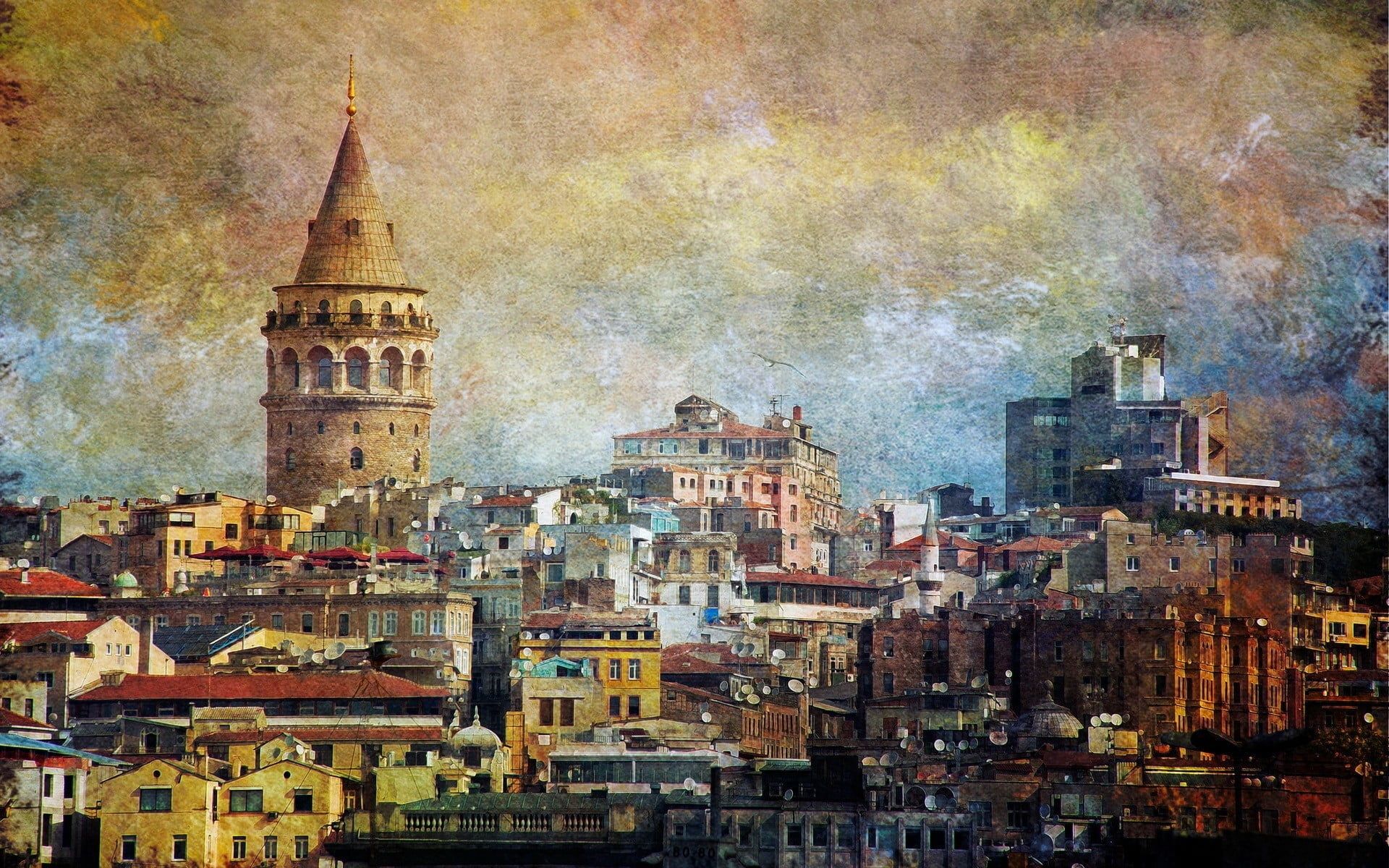 Painting Of Galata Tower Istanbul Turkey Kulesi