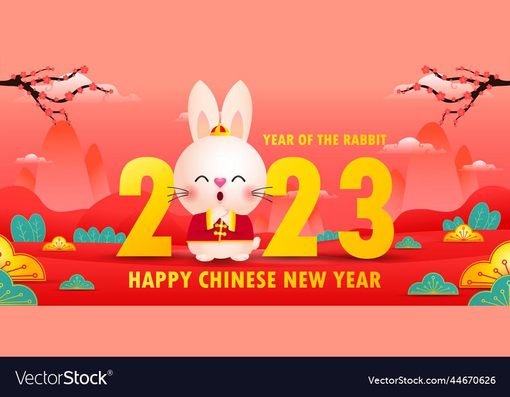 Happy chinese new year 2023 background cute rabbit