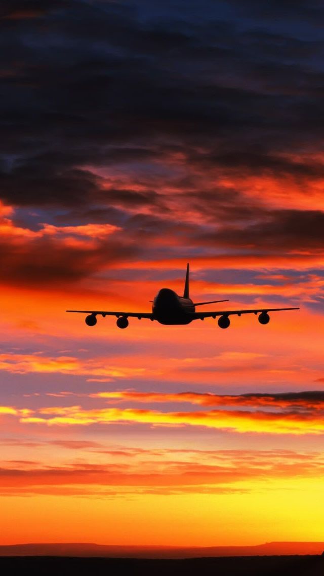 Landing Plane Sunset iPhone Wallpaper