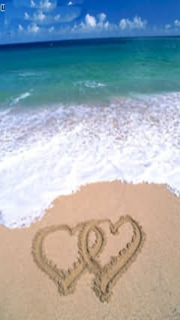 Cell Phone HD Beach Hearts Wallpaper Background