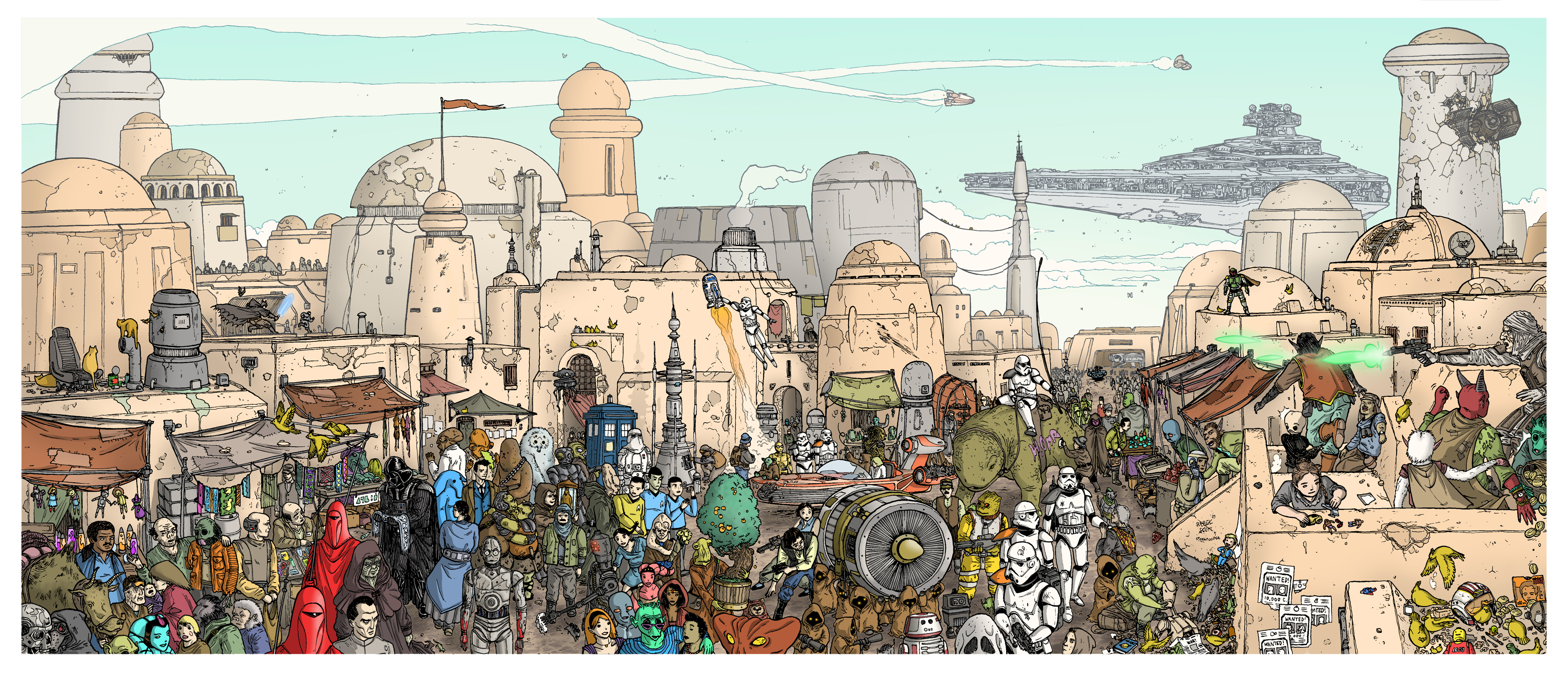 An Amazing Drawing Of Tatooine By Ulises Farinas Lots Cool Things