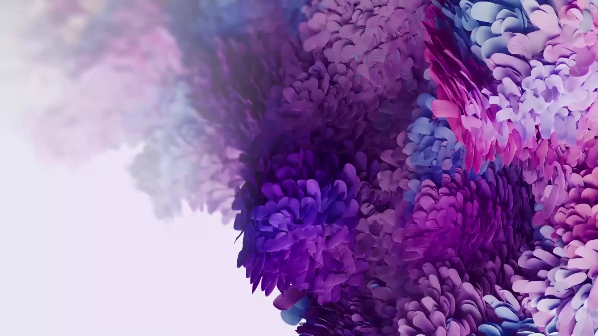 Abstract purple and blue floral design, resembling a live wallpaper