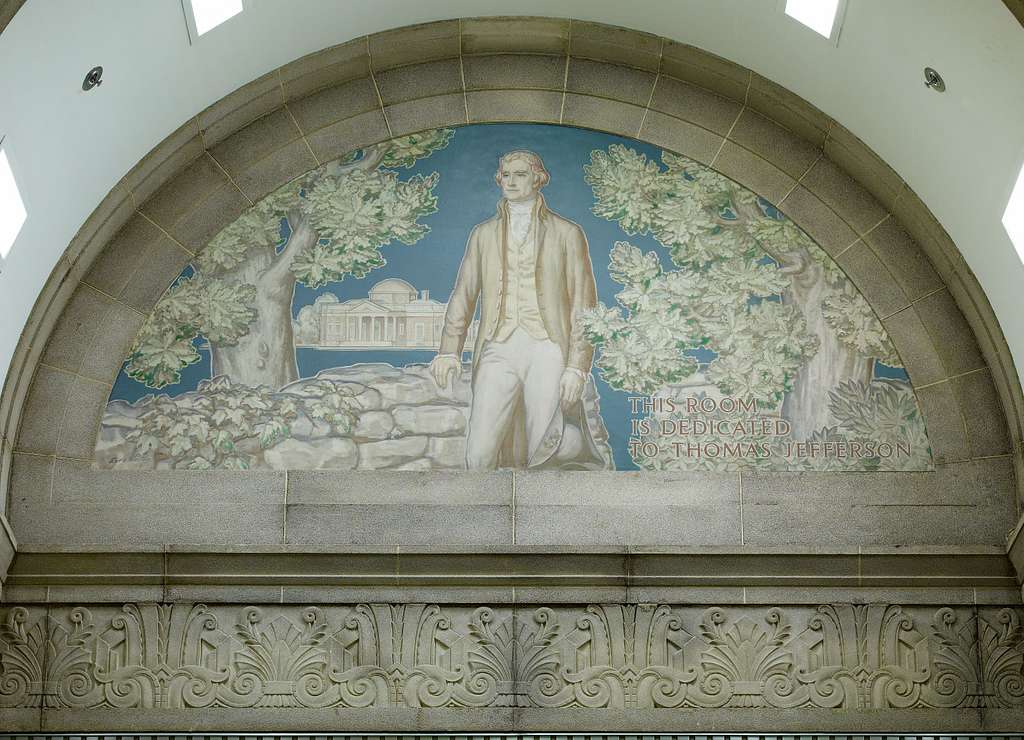 South Reading Room Mural Of Thomas Jefferson With His Residence