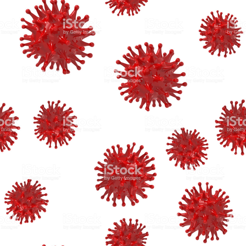 Virus Red Bacteria Cells Seamless Border Pattern Background Image