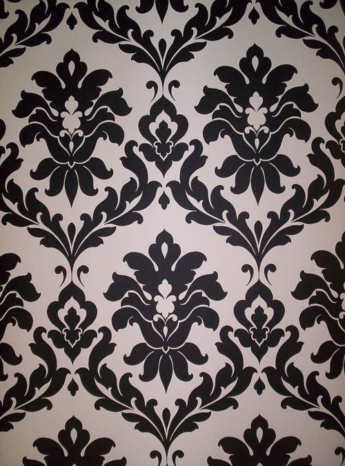 Black And White Large Print Damask Wallpaper Jpg