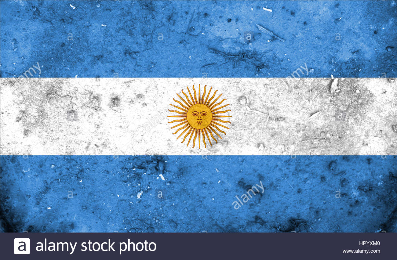 Argentina Flag In The Old Retro Background Effect Close Up Stock