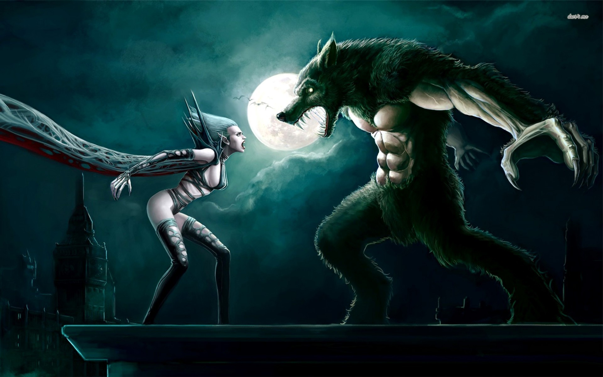Vampire Vs Werewolf Wallpaper