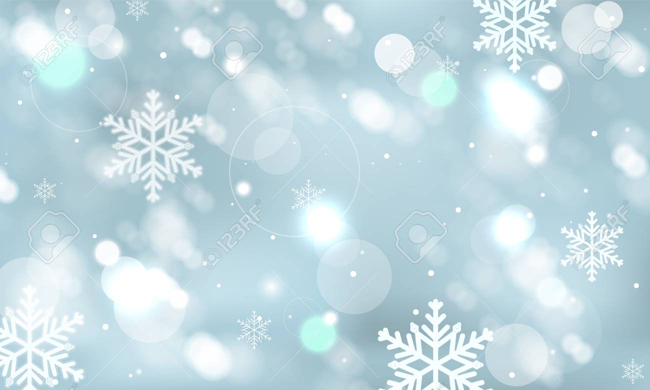 Abstract Winter Wallpaper With Snowflakes Snowfall And Glowing