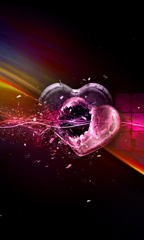 Love Heart In Red Bg Mobile Phone Wallpaper Cellphone HD