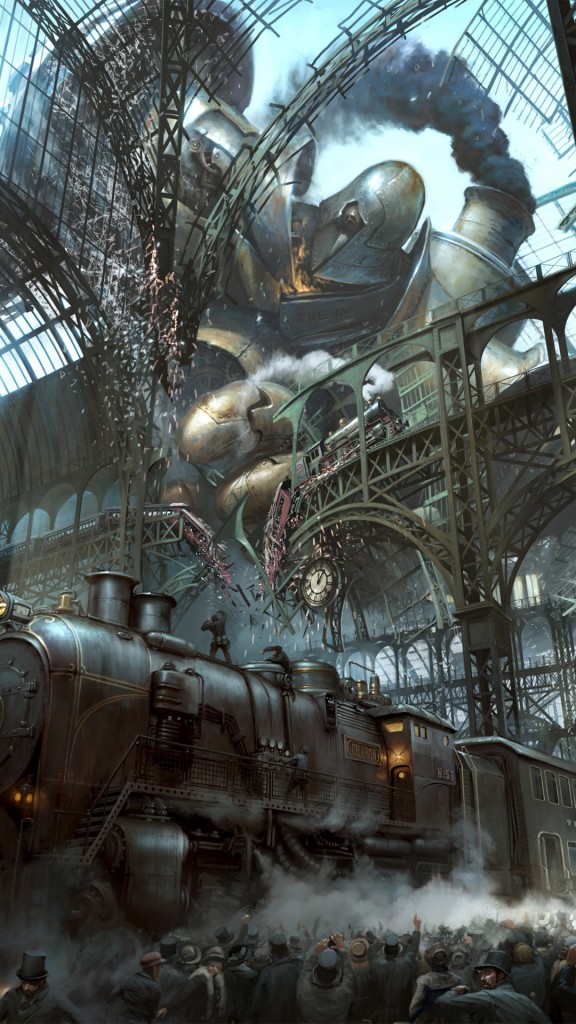 Steampunk Train Station Titan iPhone 6 Plus HD Wallpaper 576x1024