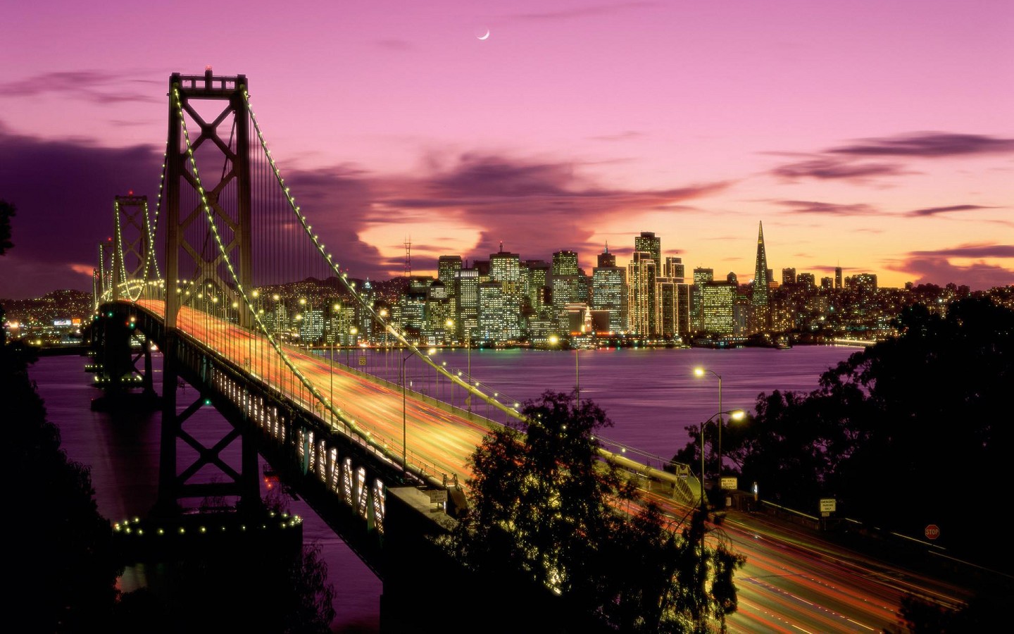 City Bridge Night Scene Wallpaper Pixel HD