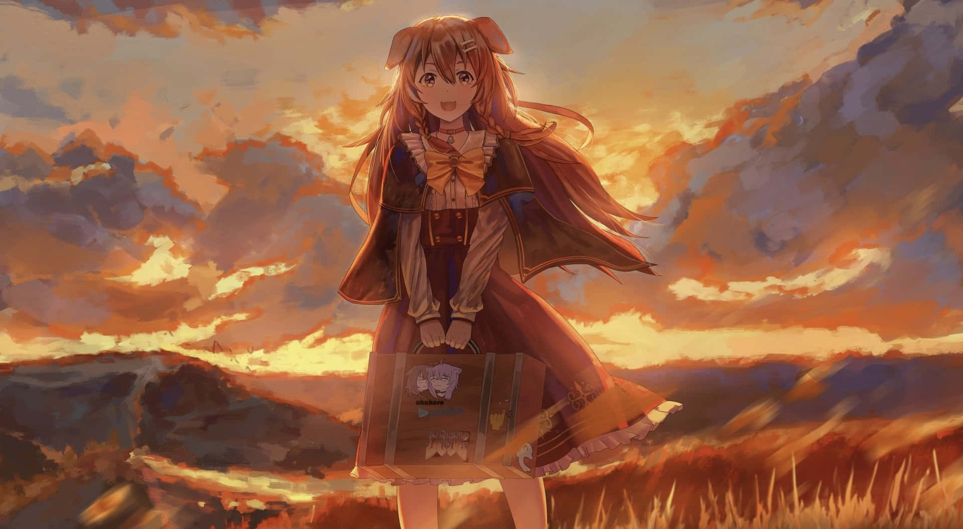 Enjoying A Stroll In The Park Inugami Korone Poses For Wallpaper