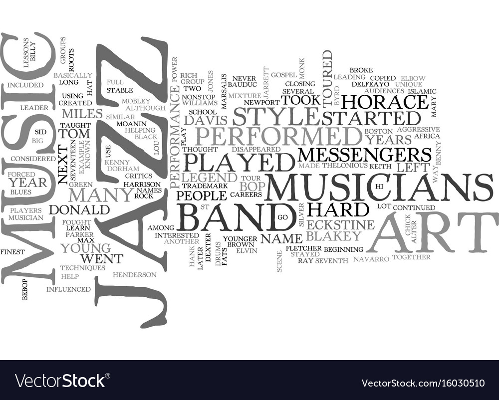 Jazz Music Legend Art Blakey Text Background Word Vector Image