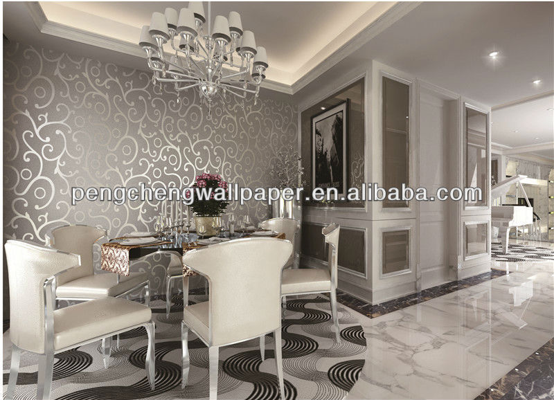 Lastest design decorative modern silver metallic wallpaper 800x578