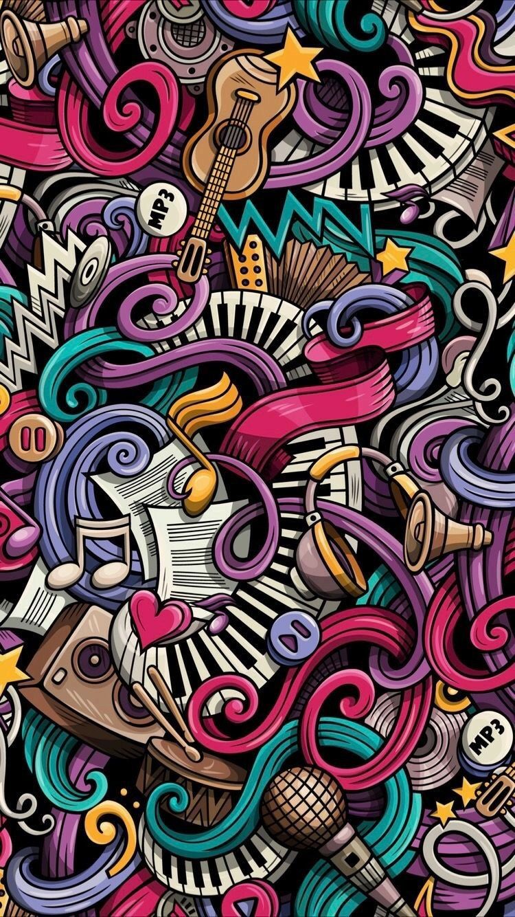Music Background Graffiti Wallpaper iPhone