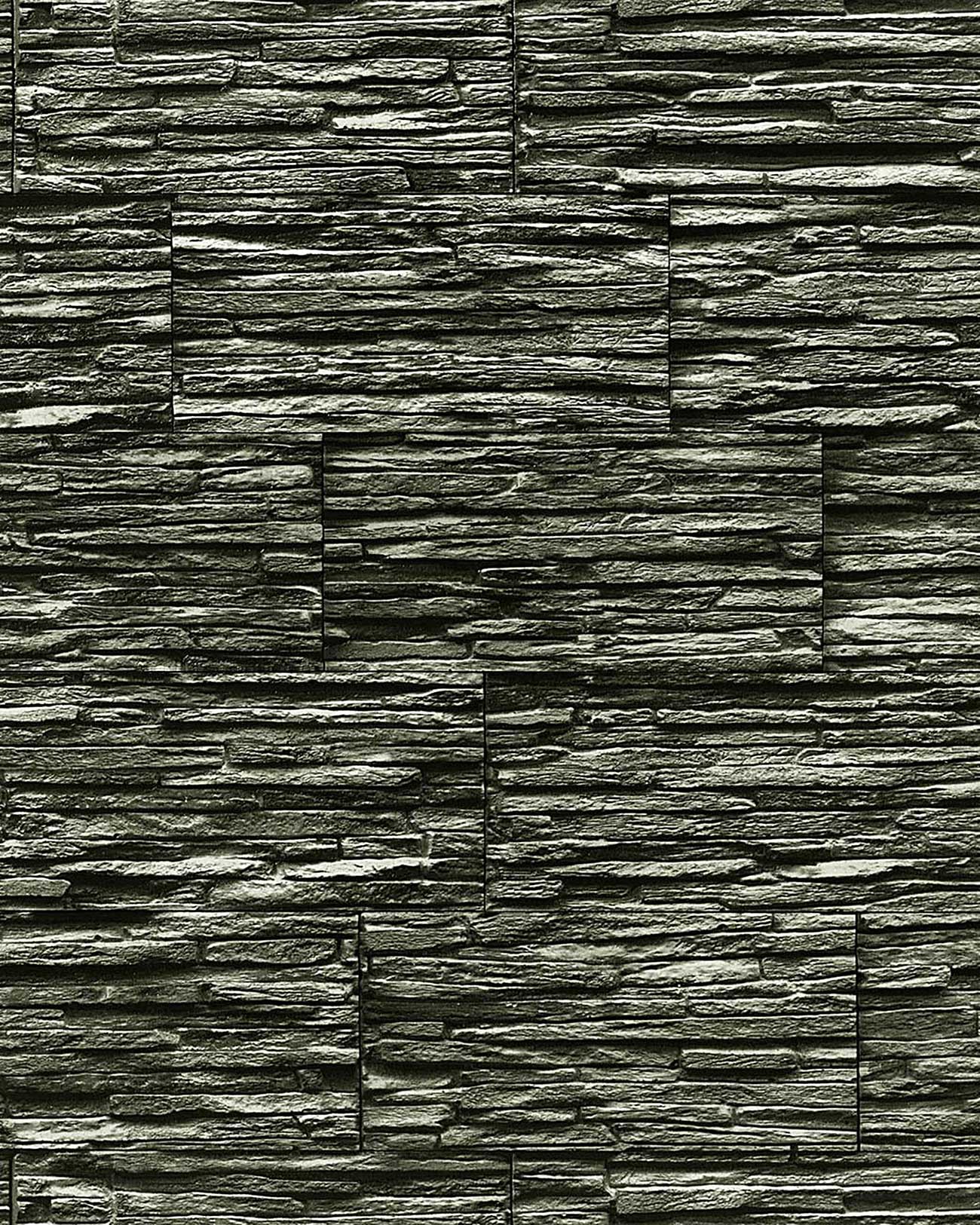 Vinyl Wallpaper Textured Stone Natural Brick Black Gray Sq Feet