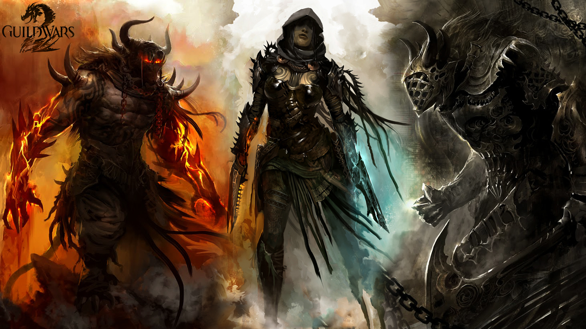 Guild Wars Fantasy Art Warriors Weapons Demon Dark Monster Creature