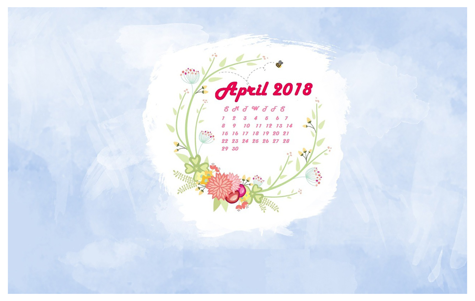 Wallpaper with April 2018 Calendar for PC iPad and SmartPhone 1600x1015