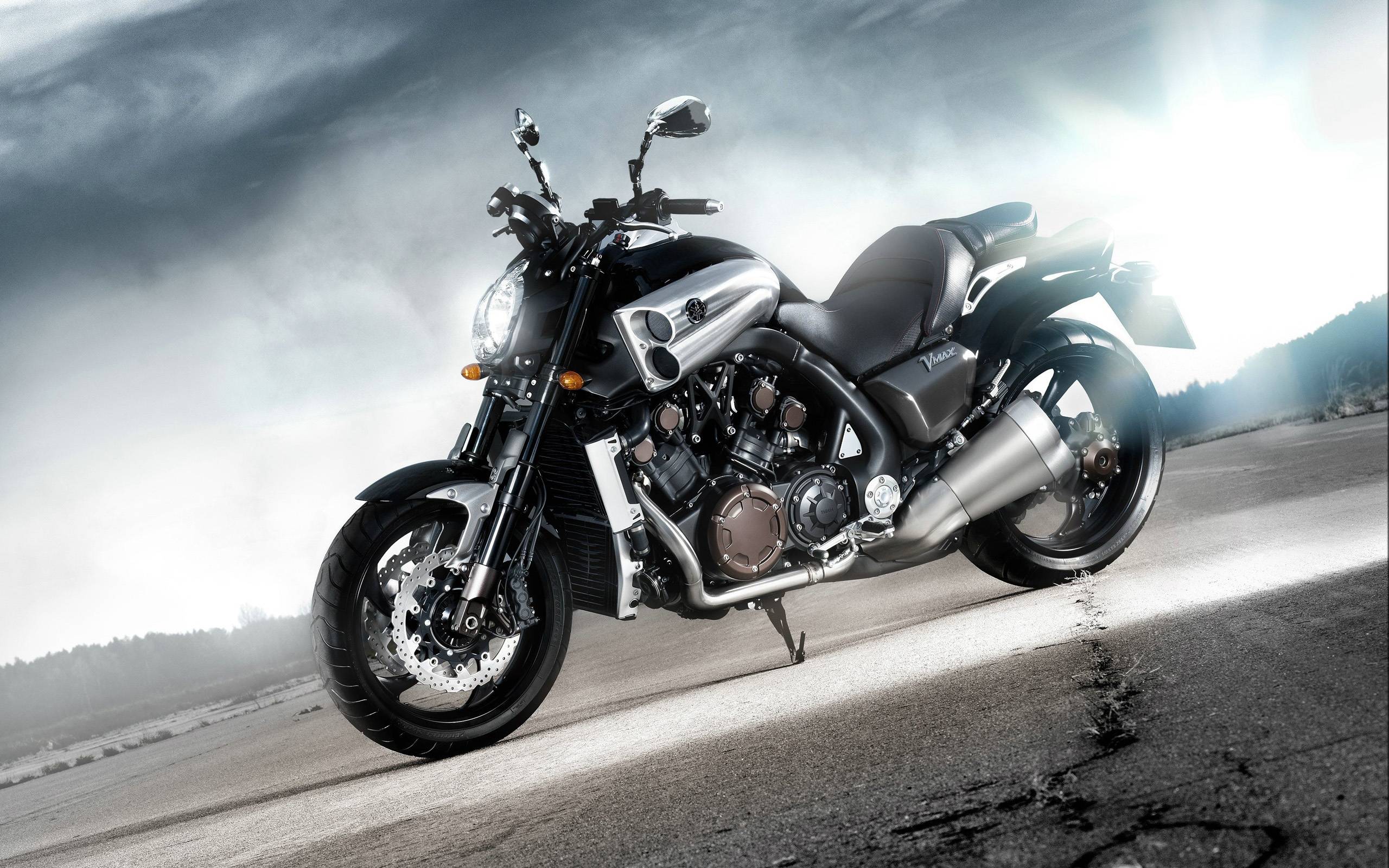 Yamaha VMAX Motorcycle on a deserted road