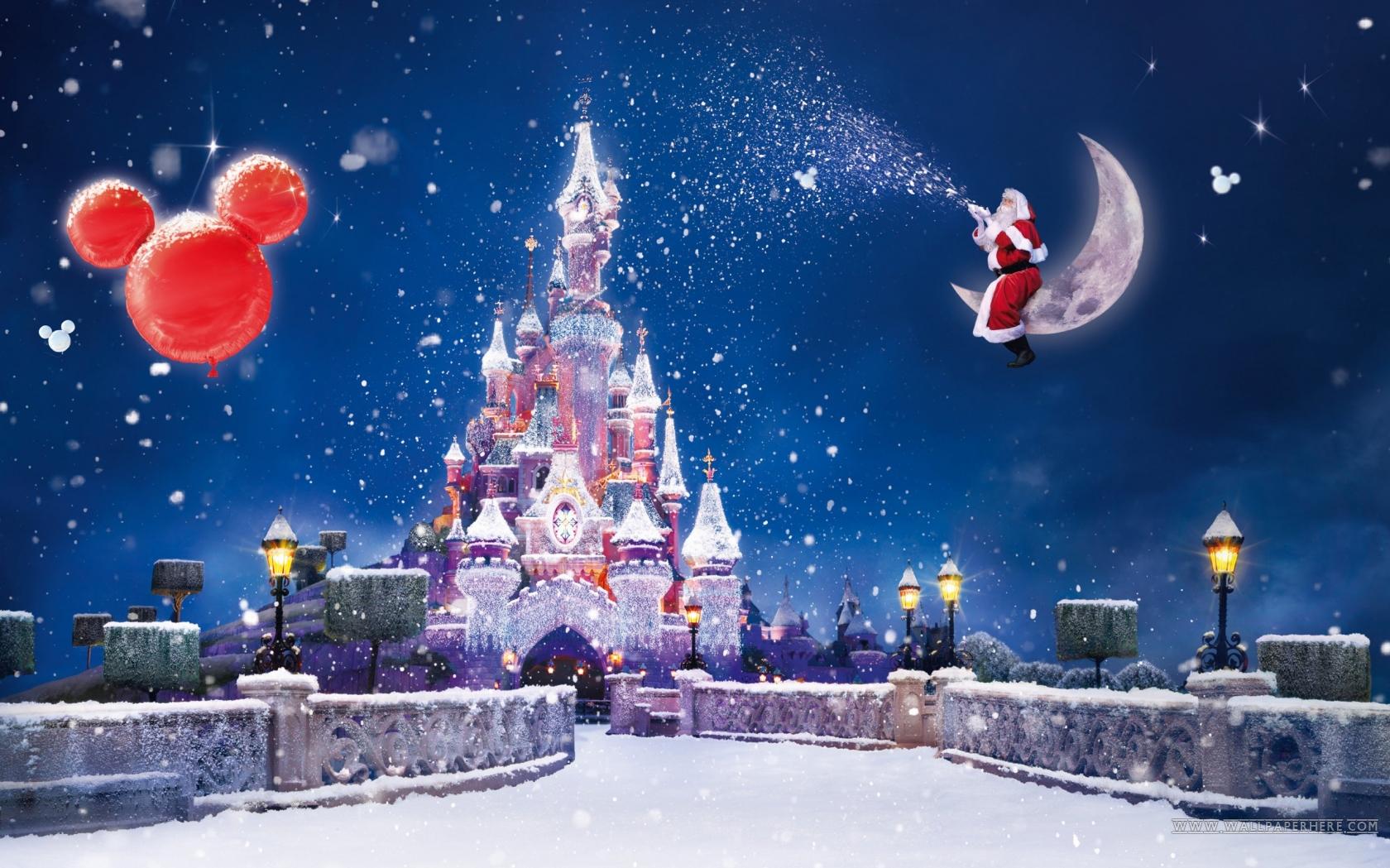 Wonderful Magic Christmas Night Over The Disney Land Paris