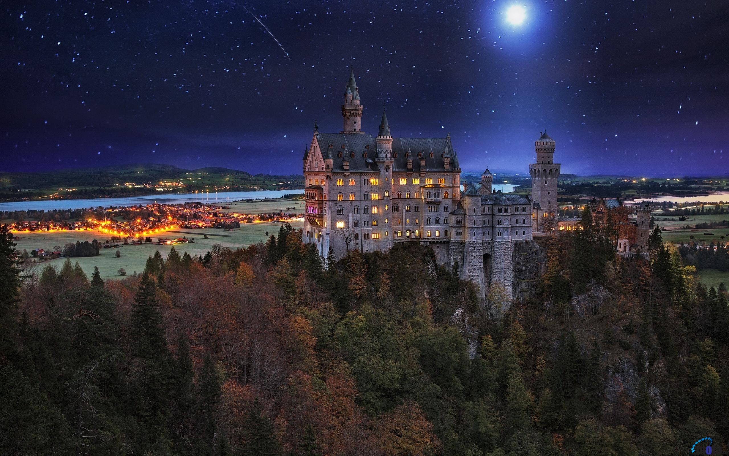 Desktop Wallpaper Neuschwanstein Castle Under The Night Sky Bavaria