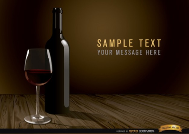 Realistic wine bottle on wooded background Vector Free Download