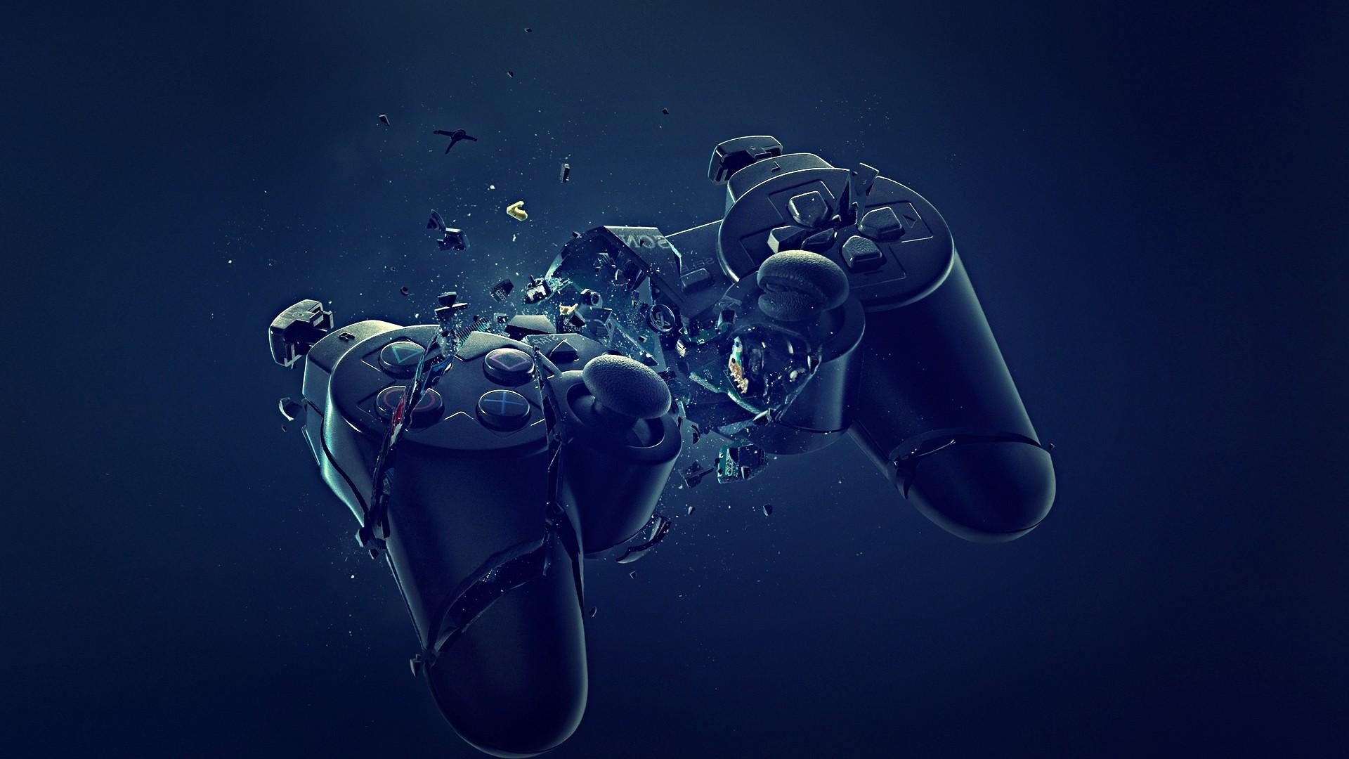 Dark Broken Playstation Joysticks Controller Wallpaper Background