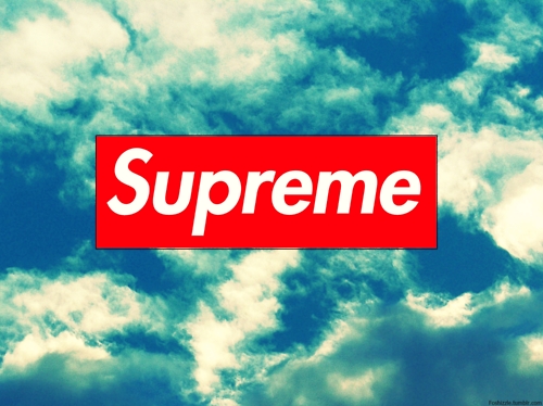 Download Red Supreme Logo And Clouds Wallpaper