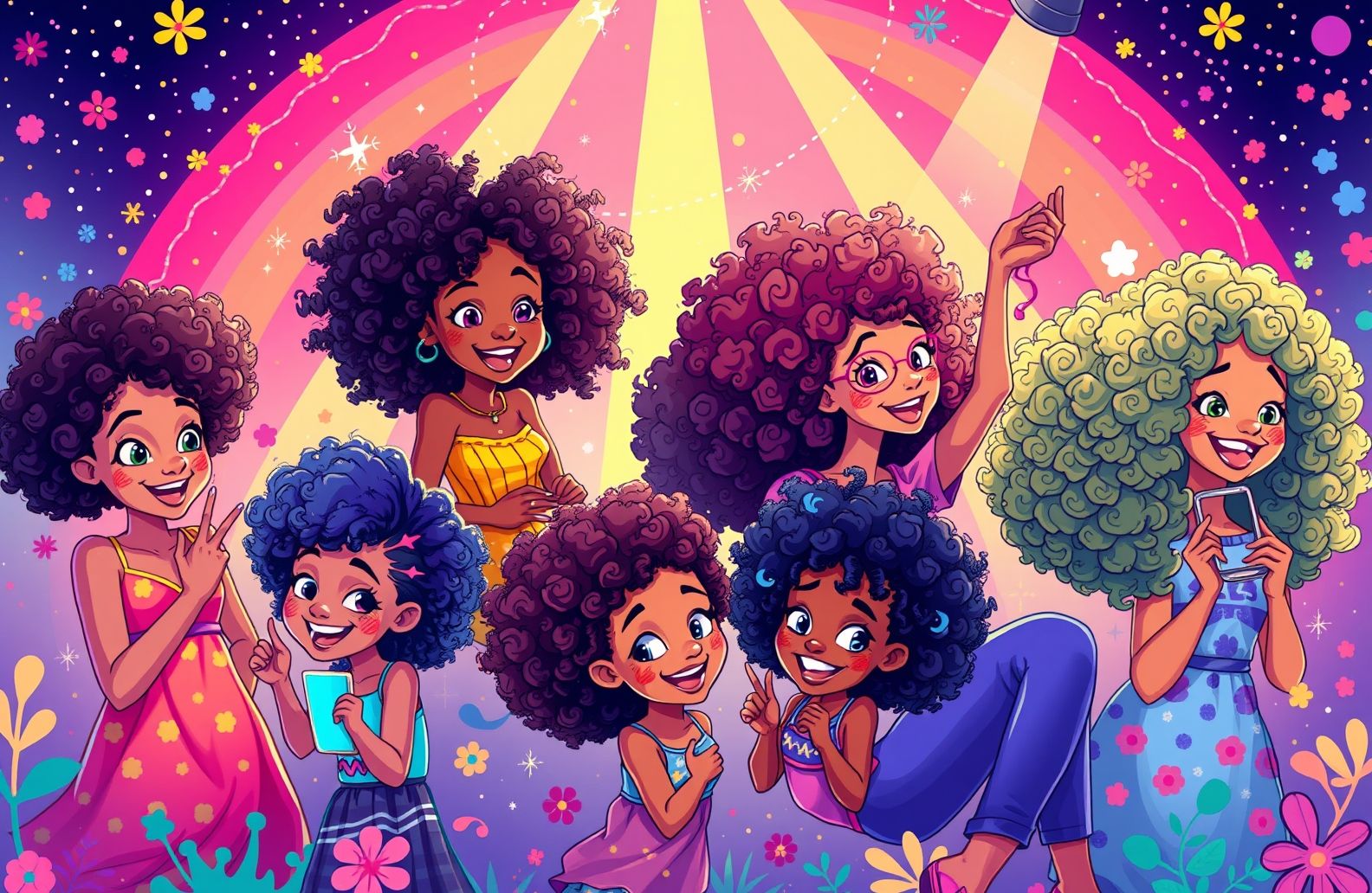 Curly Girl Cartoon Wallpaper