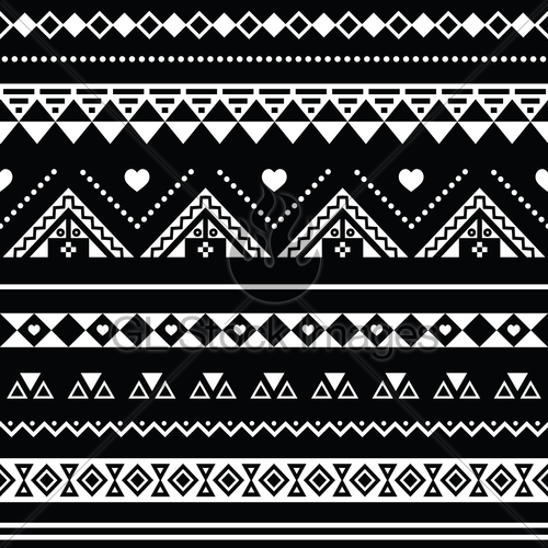 Aztec Seamless Pattern Tribal Black And White Background Gl Stock
